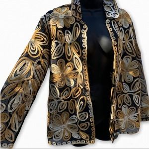 Draper's & Damon's Gold Trim Jacket Vintage Gold & Tan